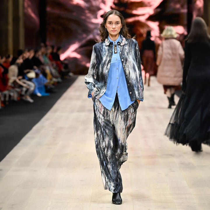 Long Sleeve Silk Shirt Sky