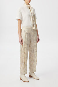 Murrandi Cream Pleated Silk Pants