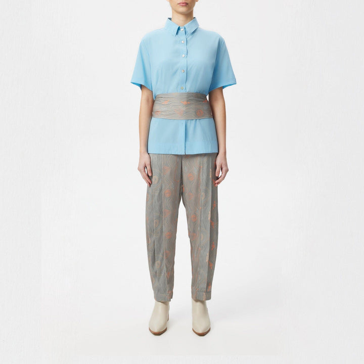 Murrandi Grey Pleated Silk Pant