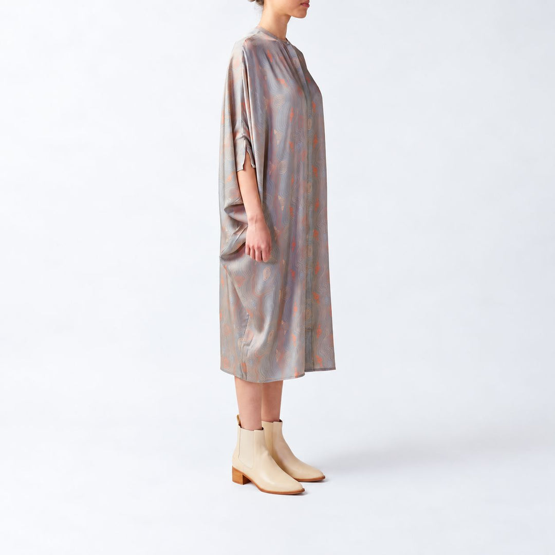 Murrandi Grey Silk Button Kaftan