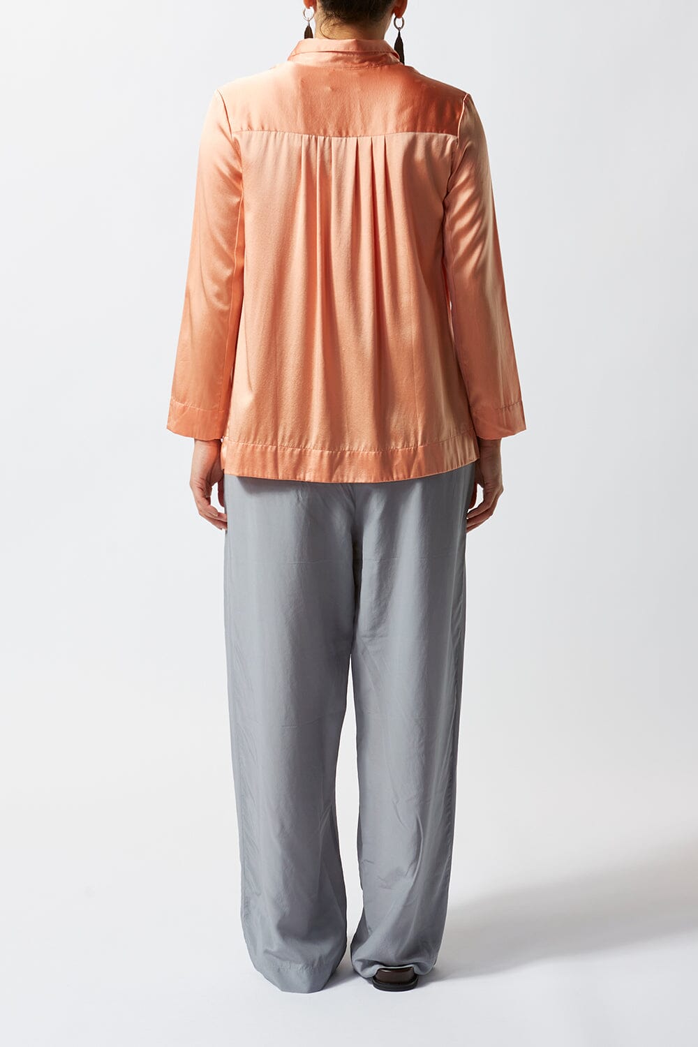 Silk Satin Long Sleeve Shirt – Salmon - Ltd Edition
