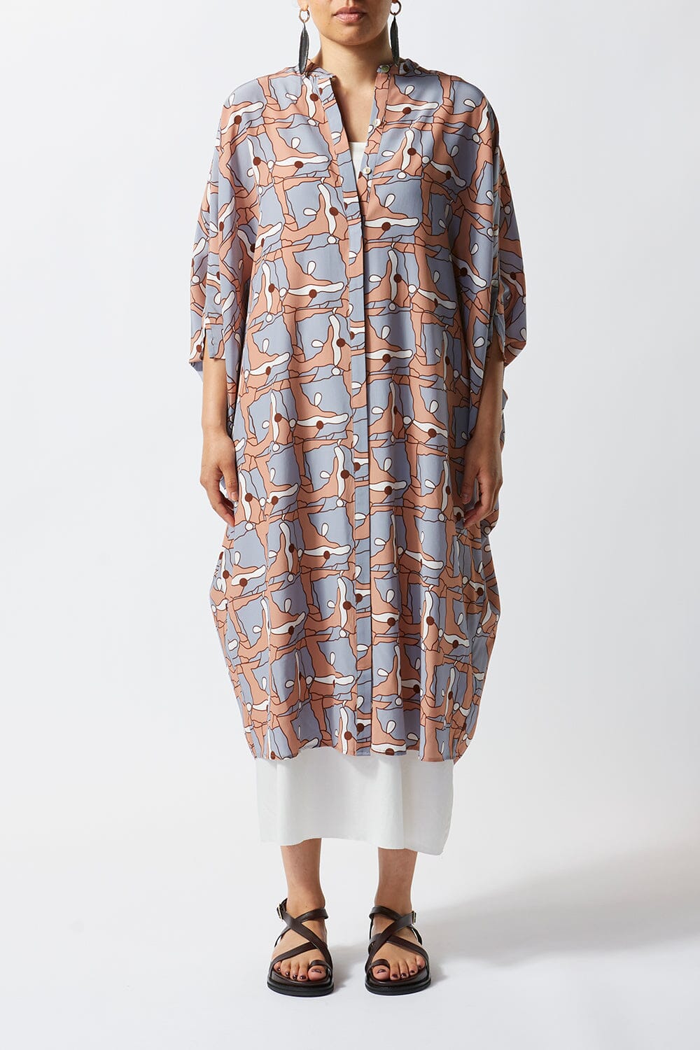 Places Silk Buttoned Kaftan