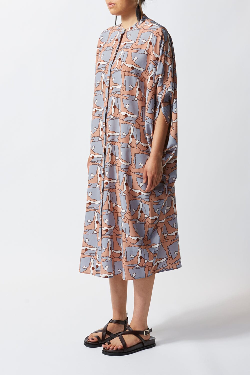 Places Silk Buttoned Kaftan