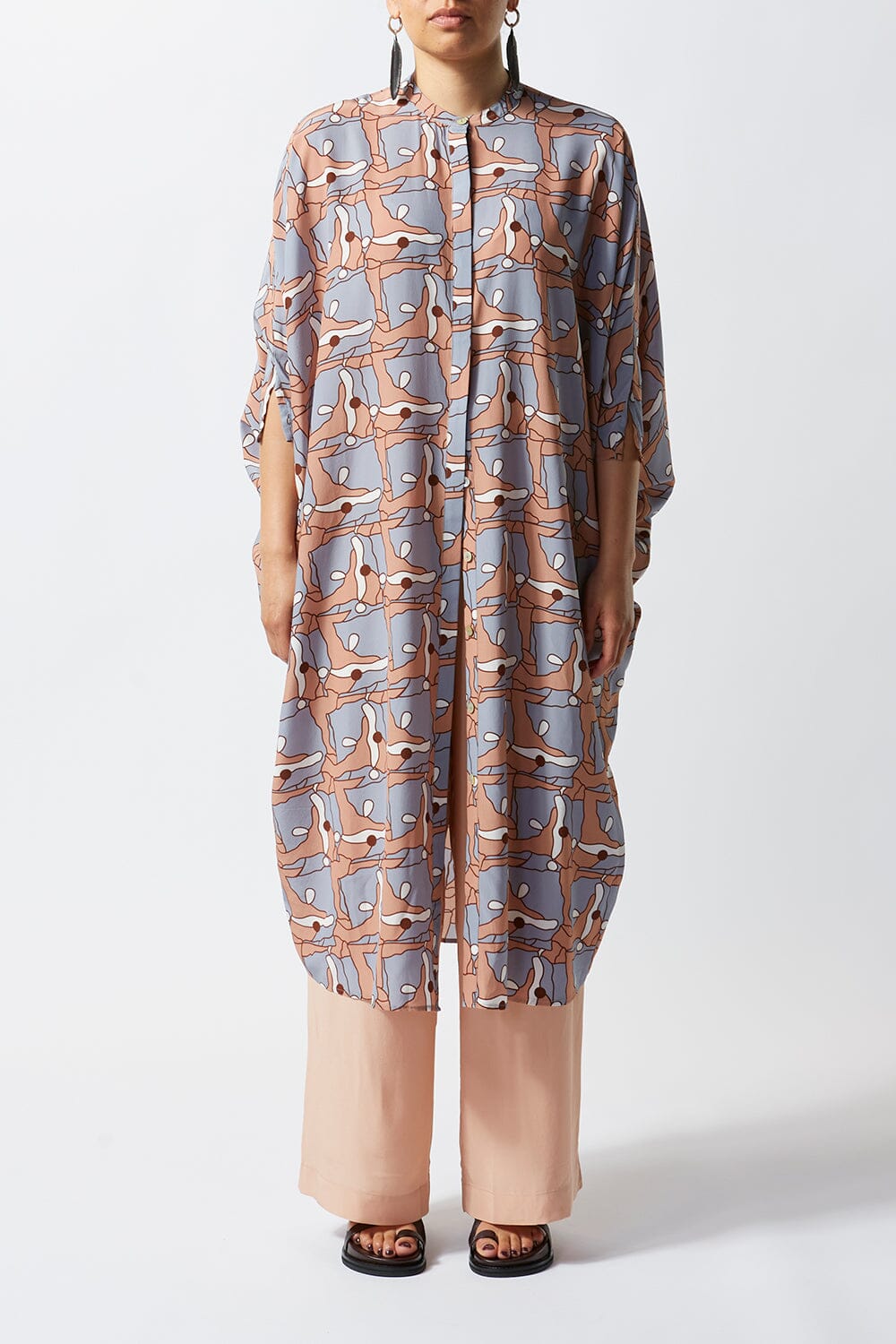 Places Silk Buttoned Kaftan