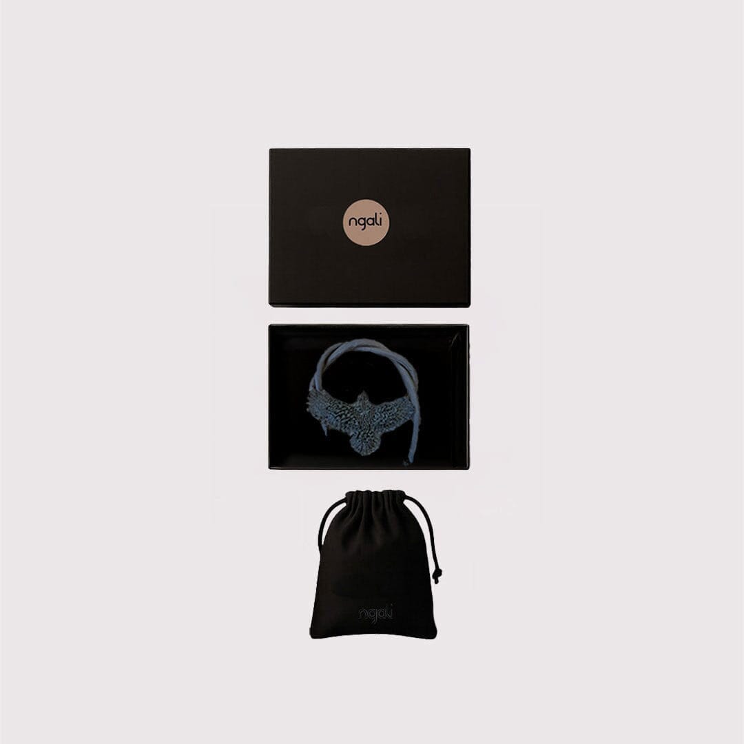 Small Black Embroidered Bunjil Pendant