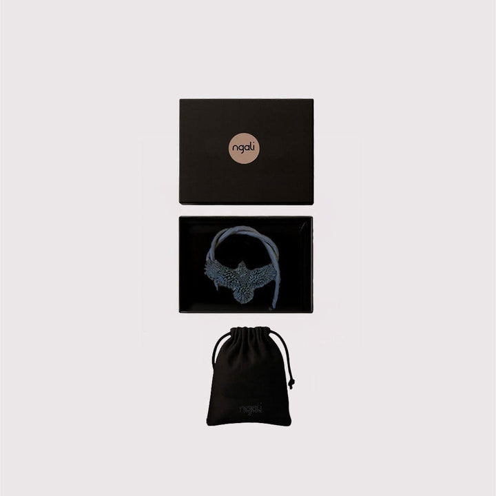 Small Black Embroidered Bunjil Pendant