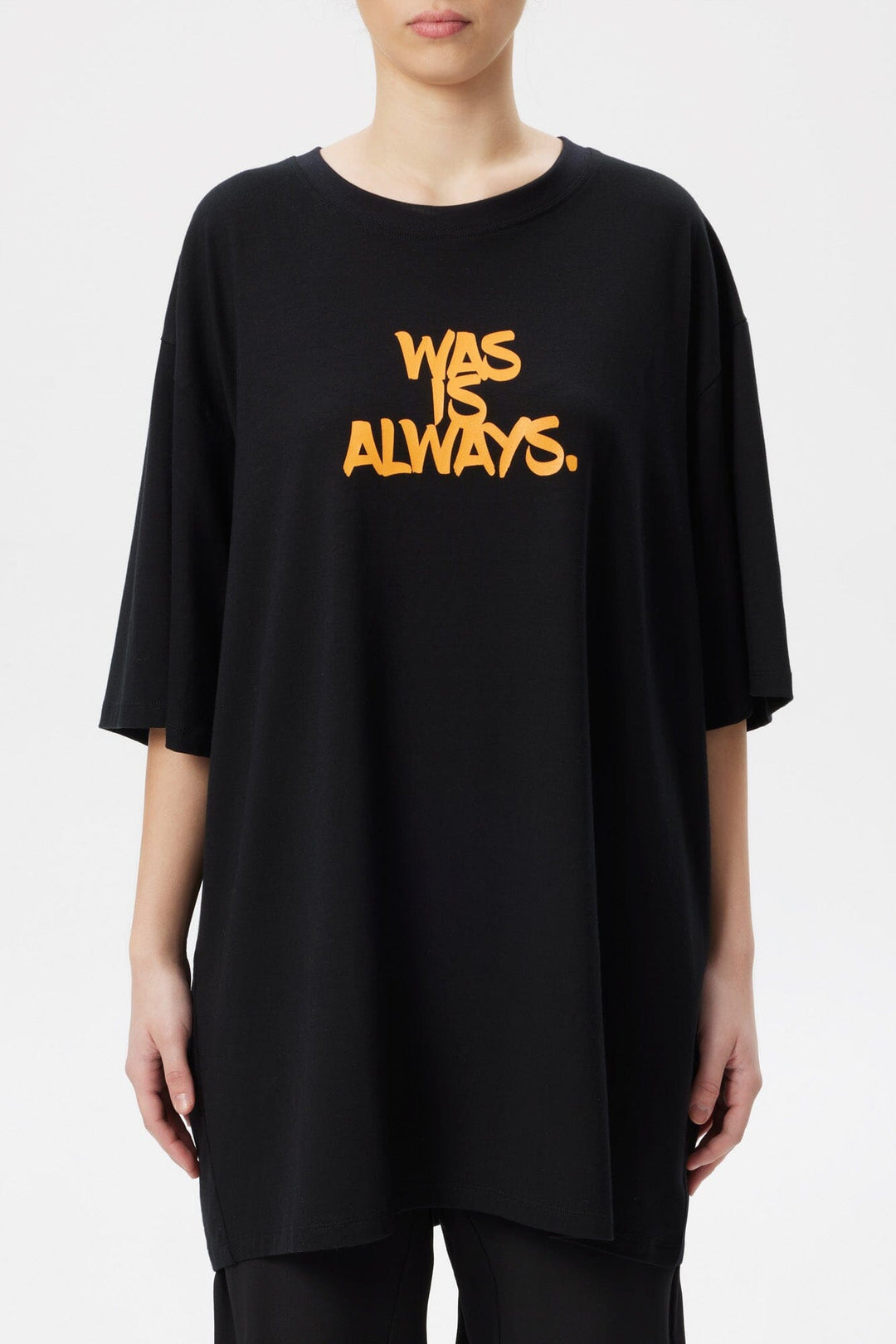 Unisex Was Is Always Oversized Tee, Ochre on Black