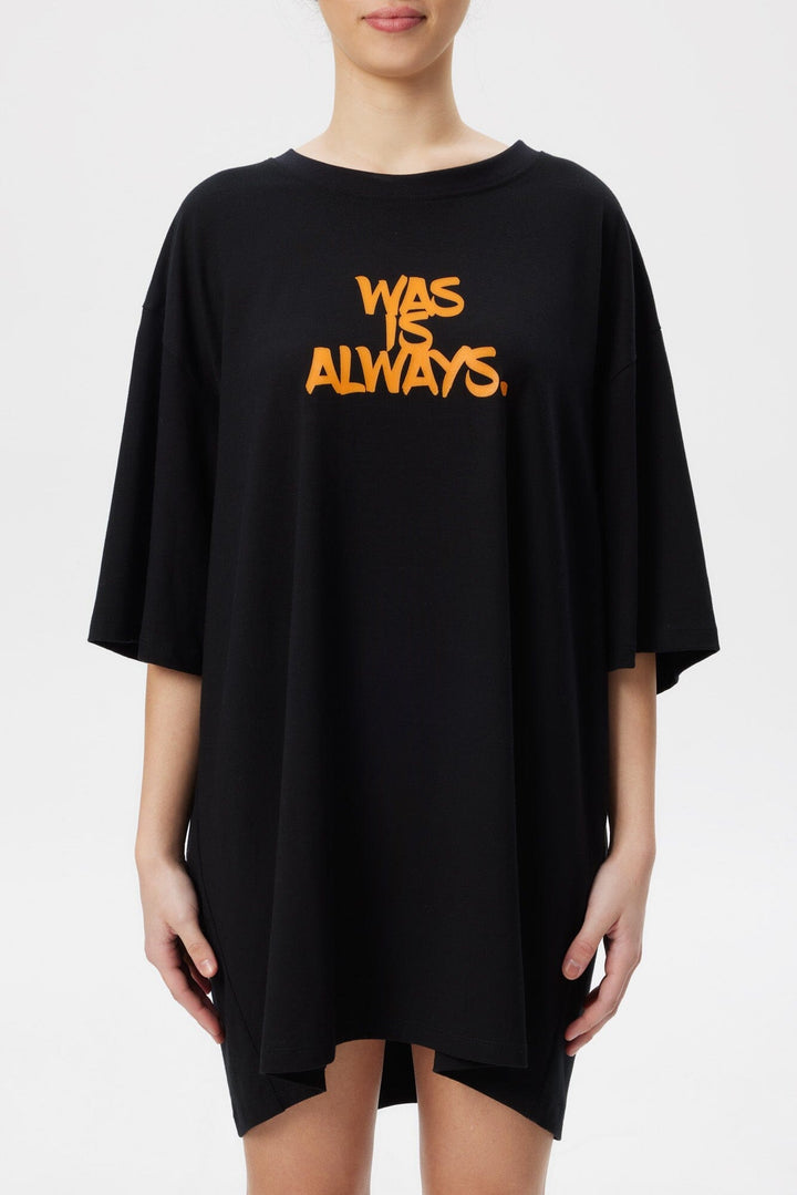 Unisex Was Is Always Oversized Tee, Ochre on Black