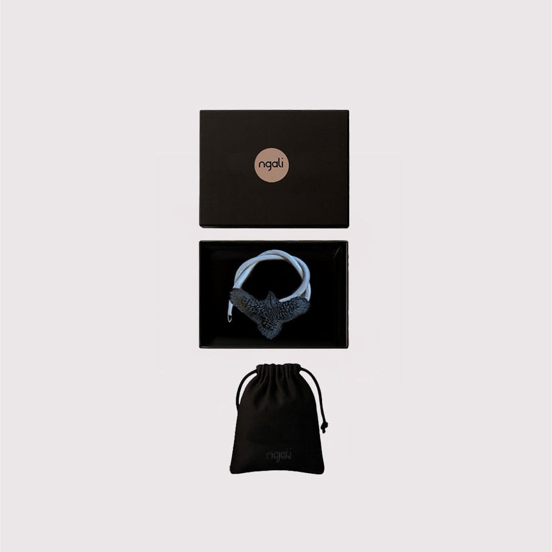 Small Black/Grey  Embroidered Bunjil Pendant