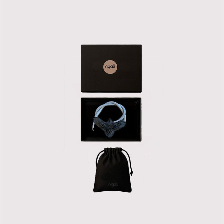 Small Black/Grey  Embroidered Bunjil Pendant