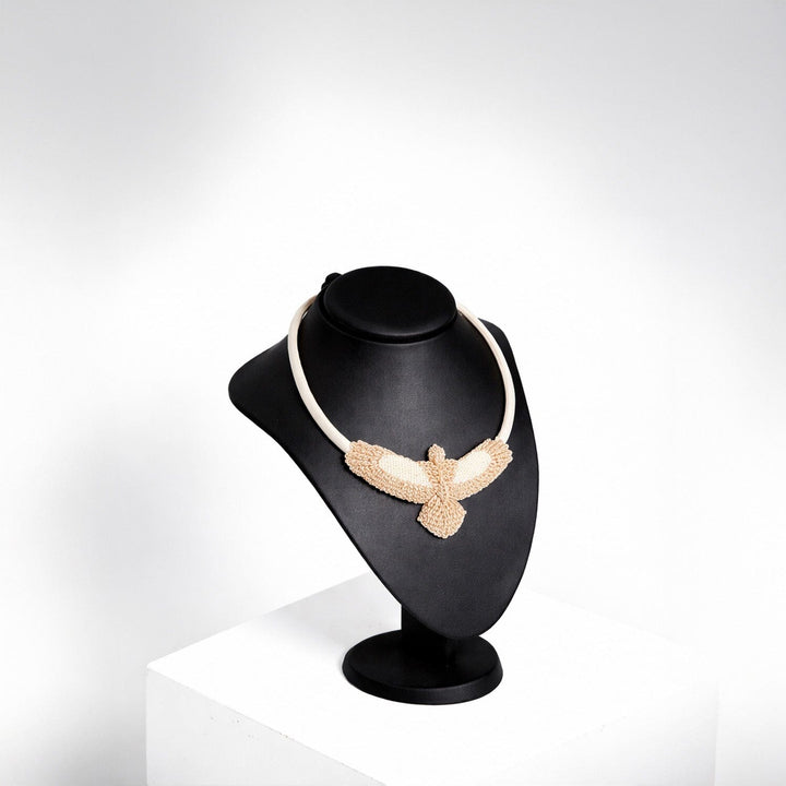 Small Cream/Taupe Embroidered Bunjil Pendant