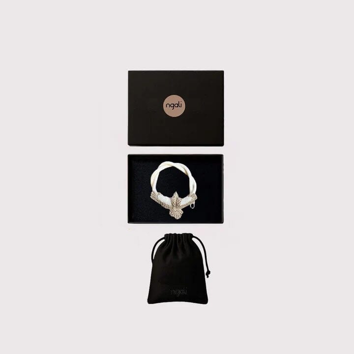 Small Cream/Taupe Embroidered Bunjil Pendant