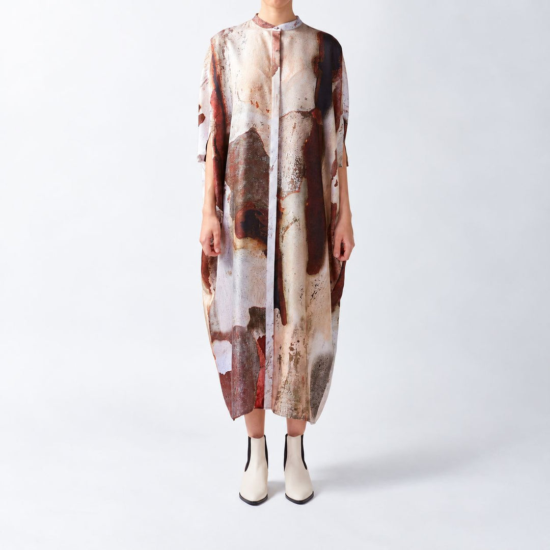 Shadow Bark Silk Button Kaftan