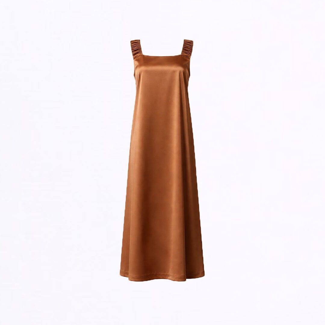 Mocha Ruched Slip Dress