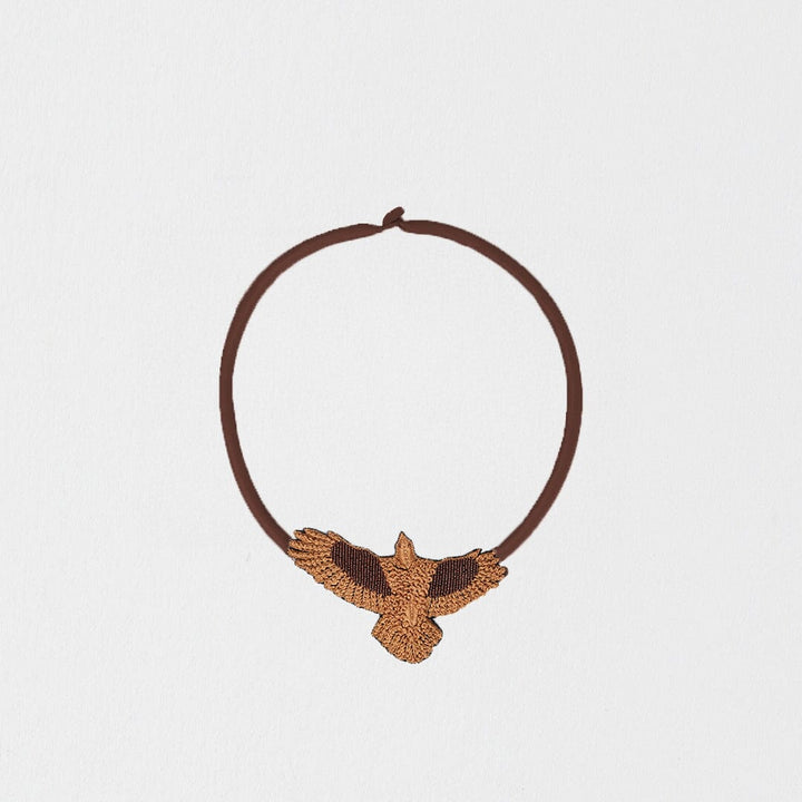 Small Brown/Mocha Embroidered Bunjil Pendant