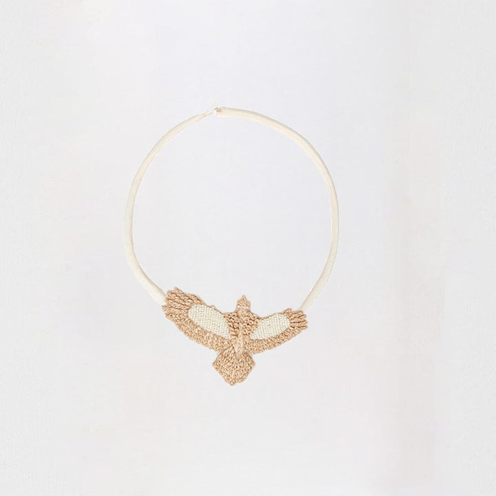 Small Cream/Taupe Embroidered Bunjil Pendant