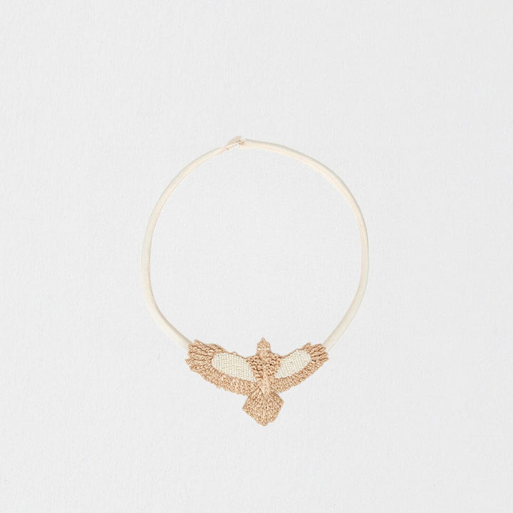 Small Cream/Taupe Embroidered Bunjil Pendant