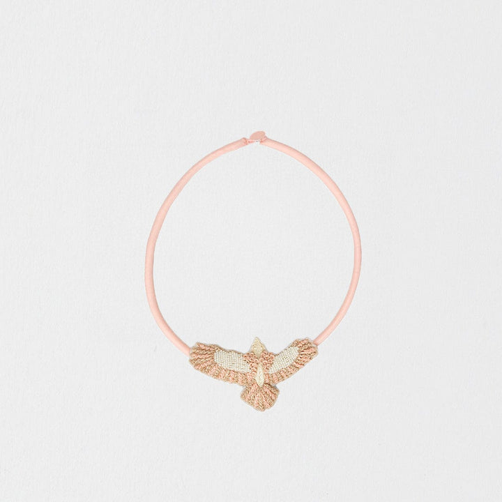 Small Taupe/Pink Embroidered Bunjil Pendant