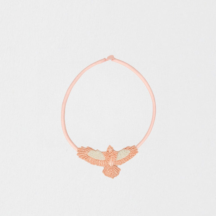 Small Pink/White Embroidered Bunjil Pendant