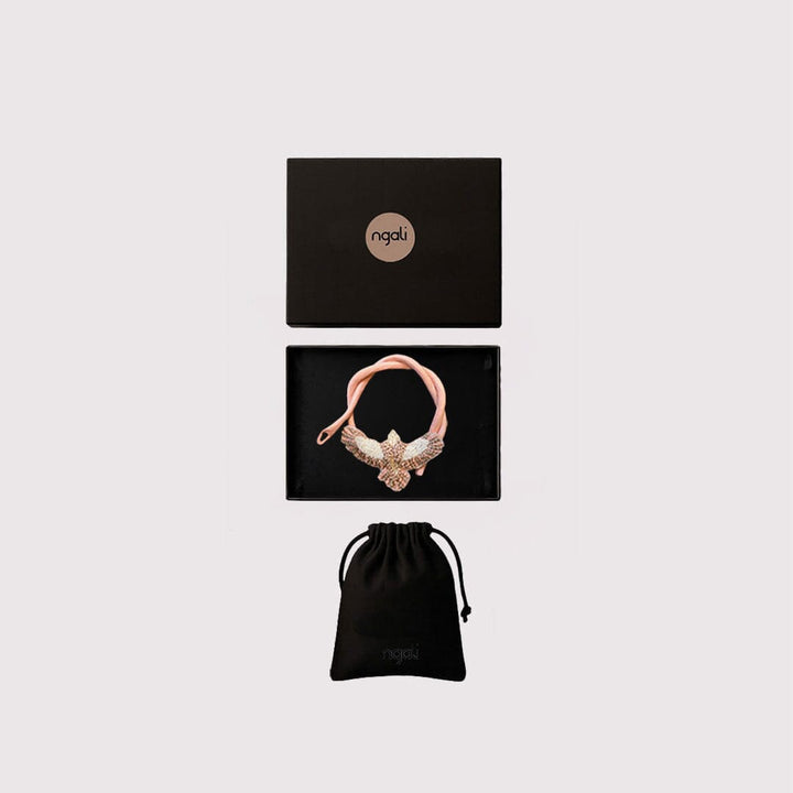 Small Taupe/Pink Embroidered Bunjil Pendant