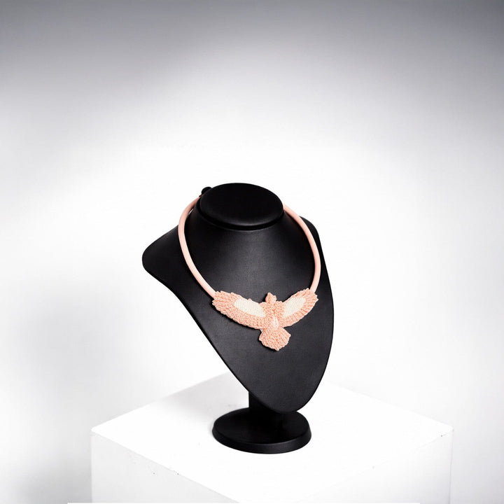 Small Pink/White Embroidered Bunjil Pendant