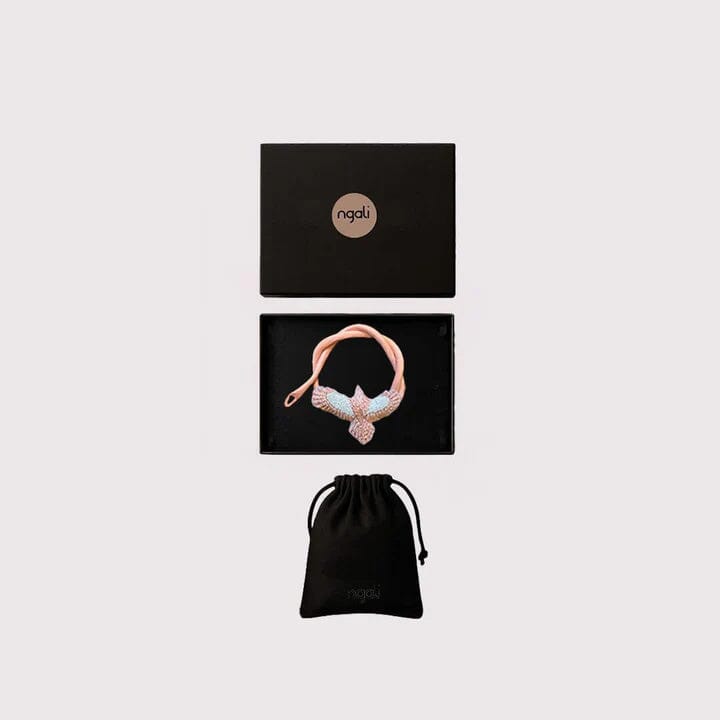 Small Pink/White Embroidered Bunjil Pendant