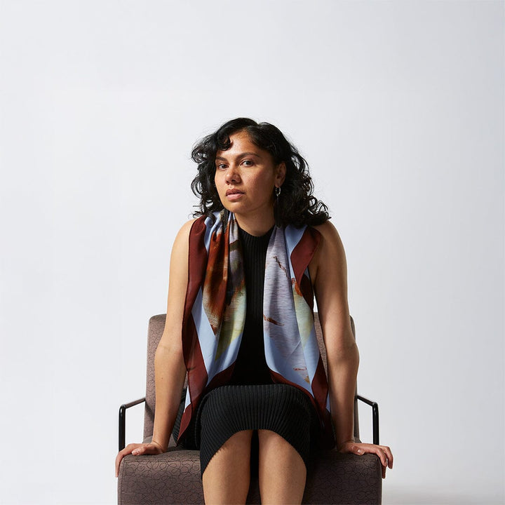 Textured bark Silk Square Scarf