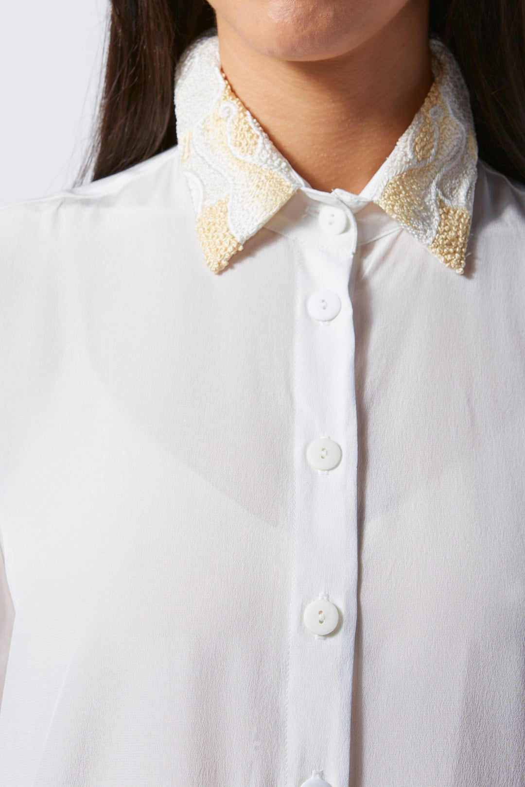Ash SS Silk Shirt with Embroidered Collar