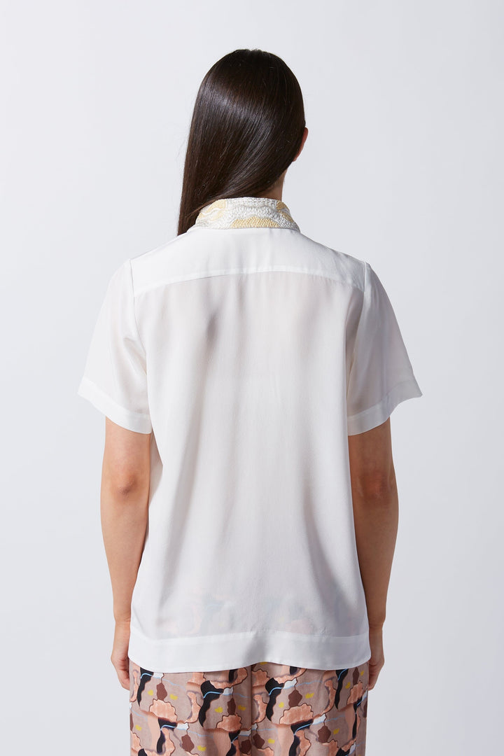 Ash SS Silk Shirt with Embroidered Collar