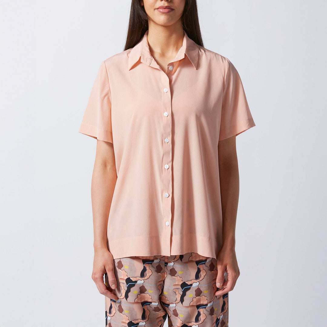 Silk Short Sleeve Shirt - Dusky