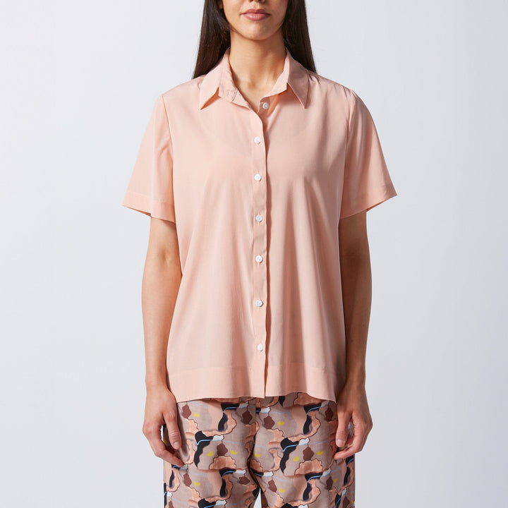 Silk Short Sleeve Shirt - Dusky