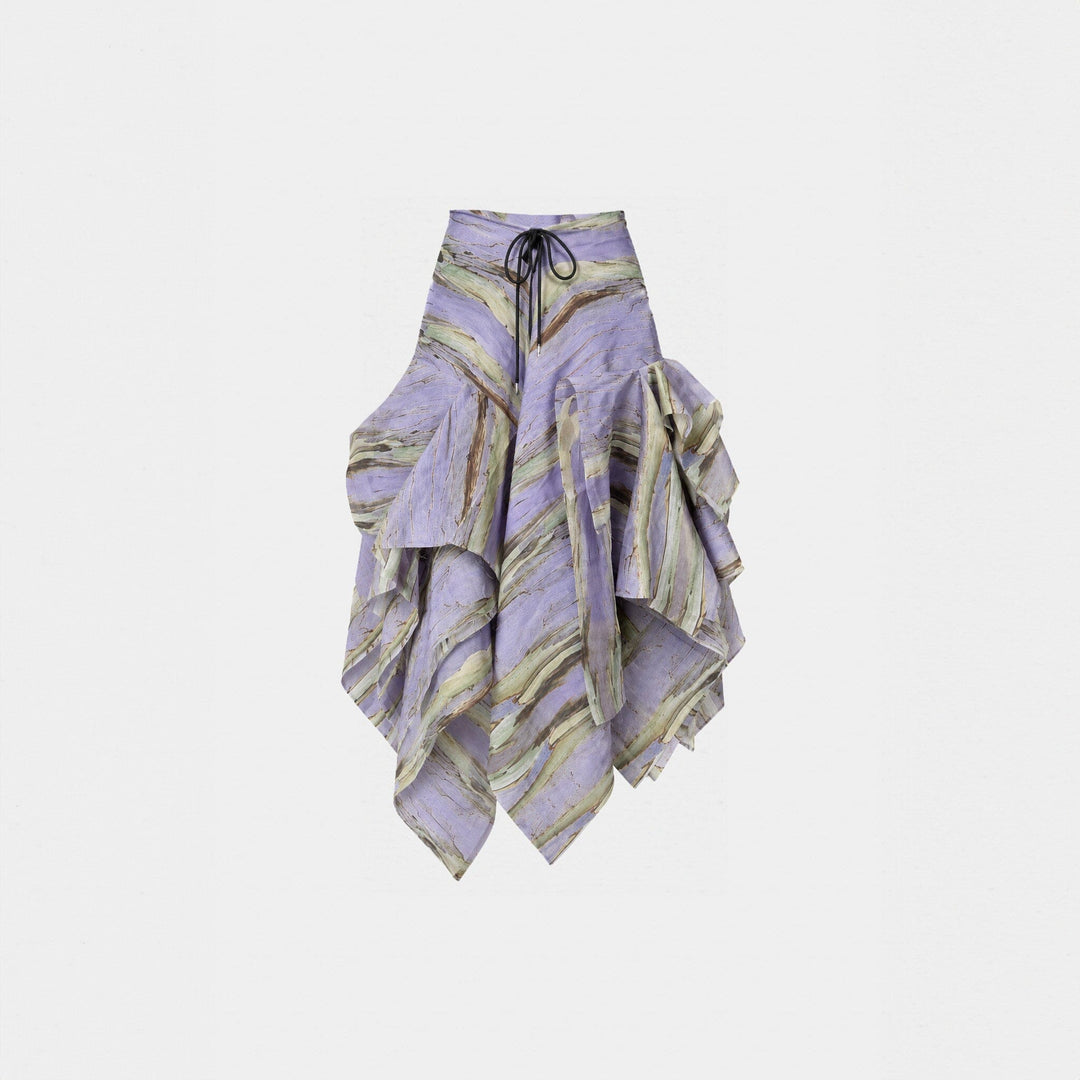 Textured Bark Silk Wrap Skirt