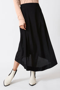 Black Bark Dropped Hem Skirt