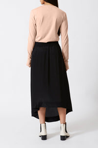 Black Bark Dropped Hem Skirt