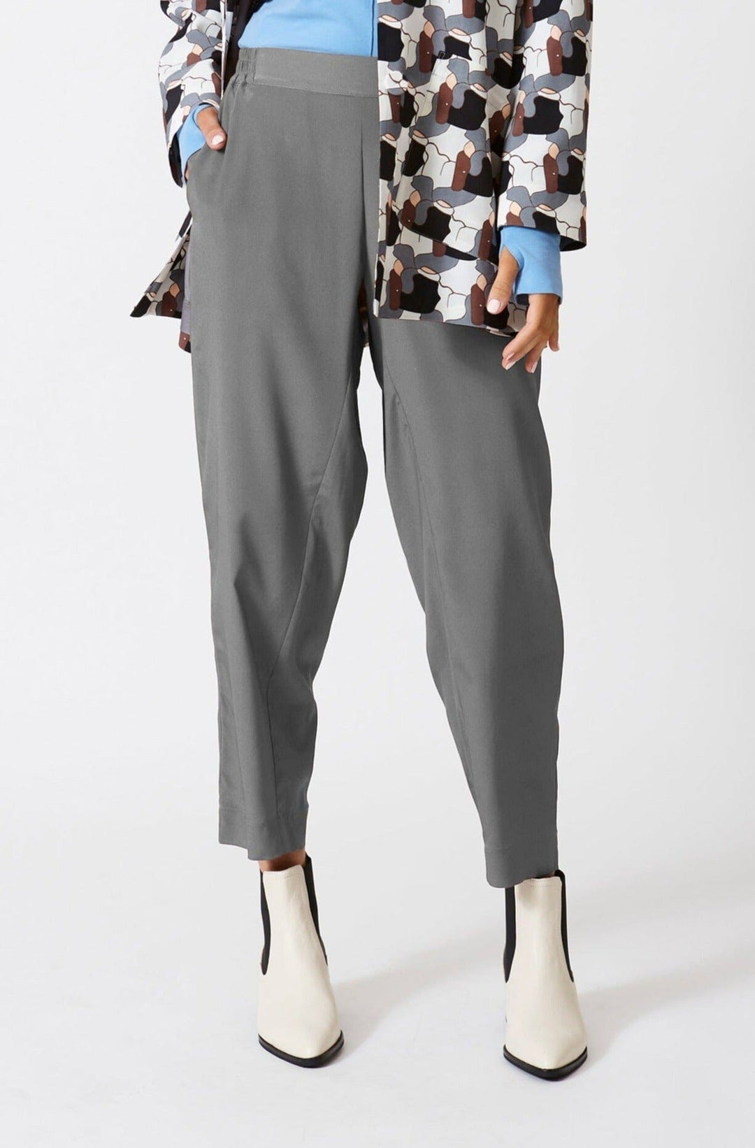 Grey Silk Gusset Pants