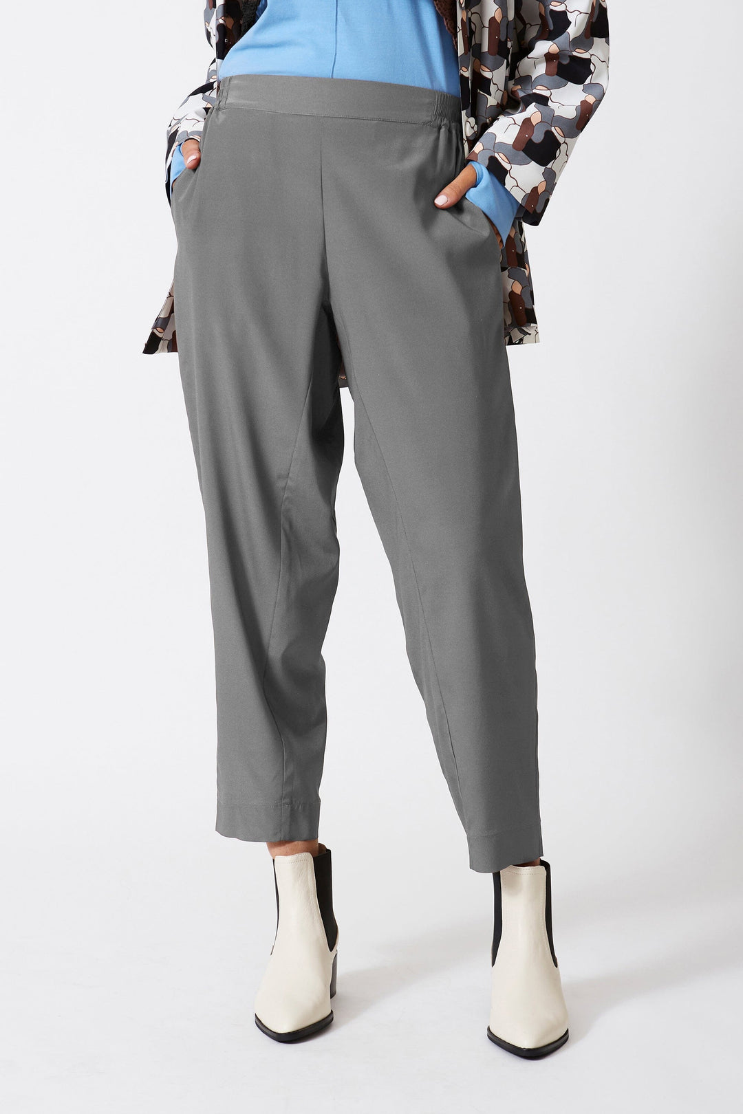 Grey Silk Gusset Pants