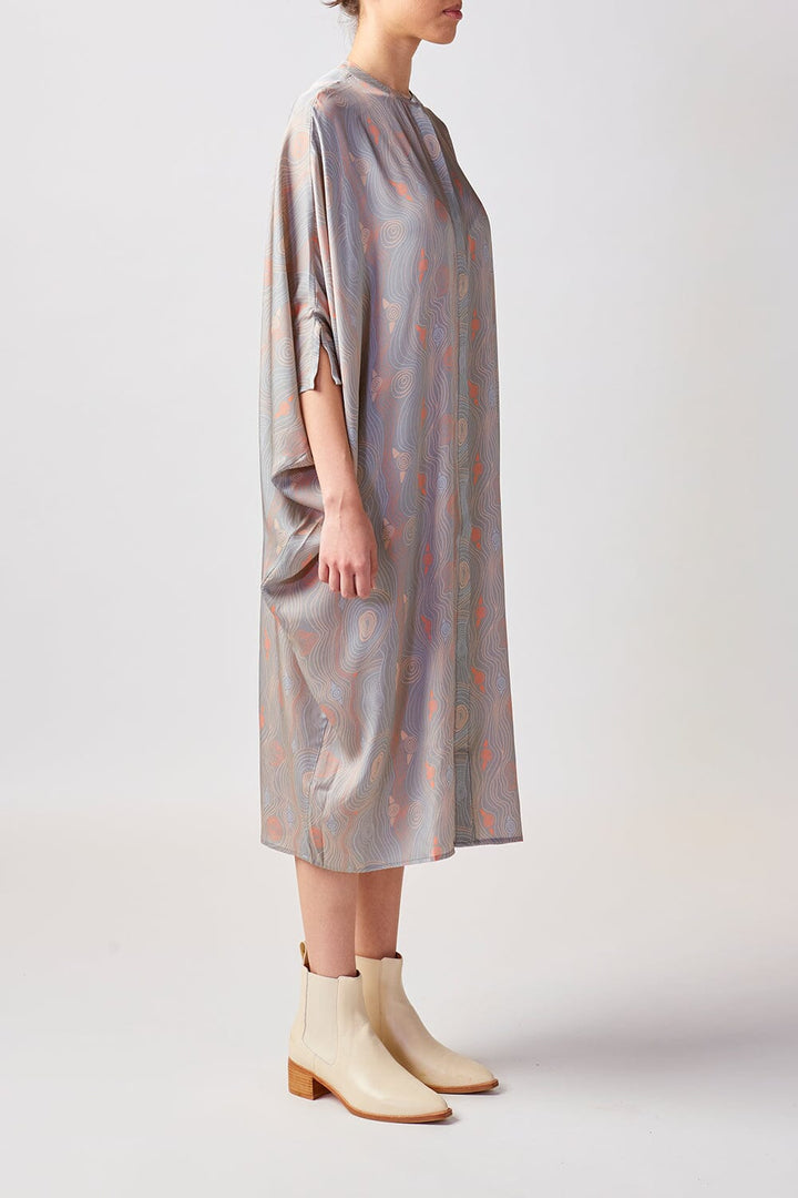 Murrandi Grey Button Silk Kaftan