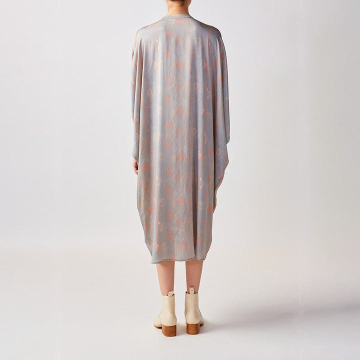 Murrandi Grey Button Silk Kaftan