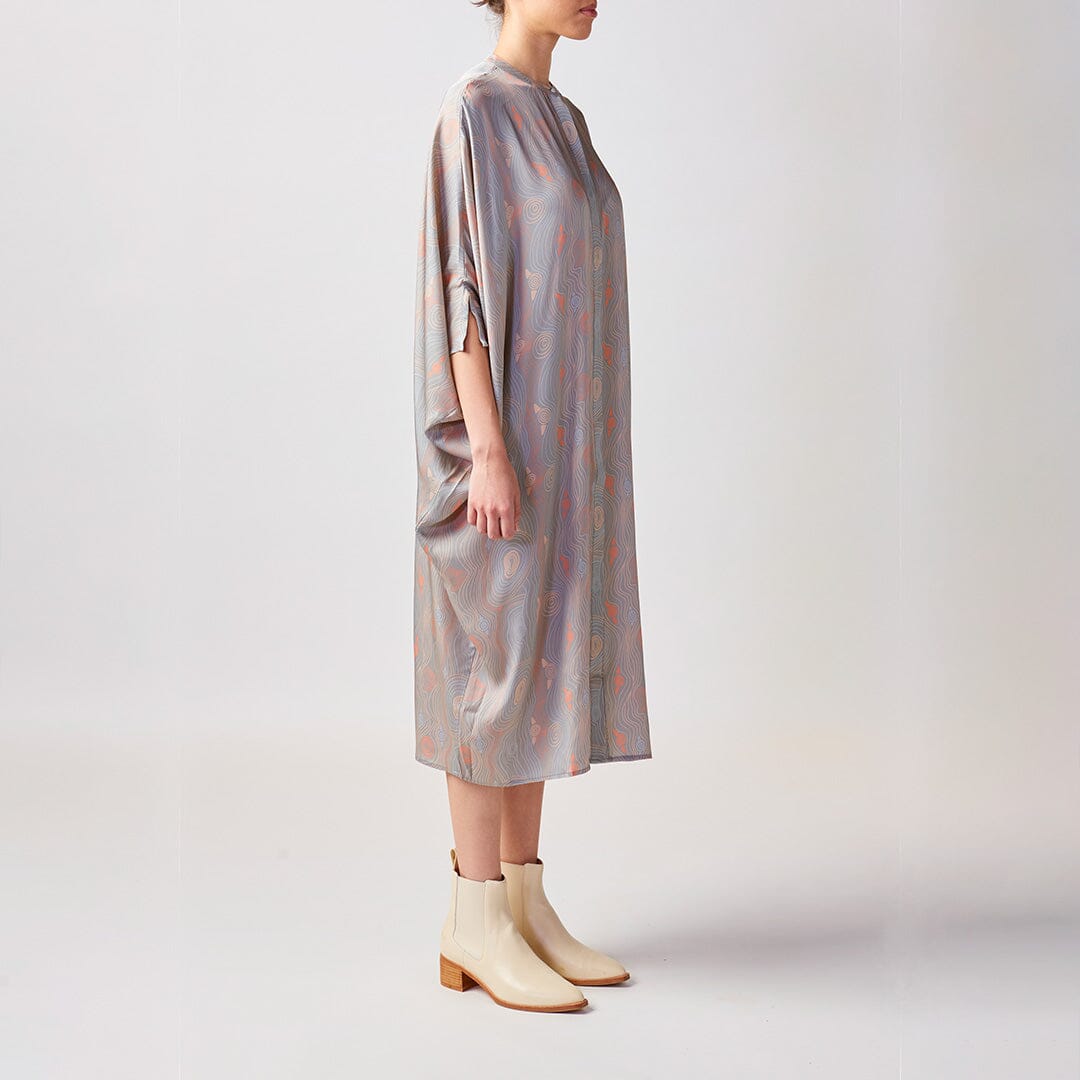 Murrandi Grey Button Silk Kaftan