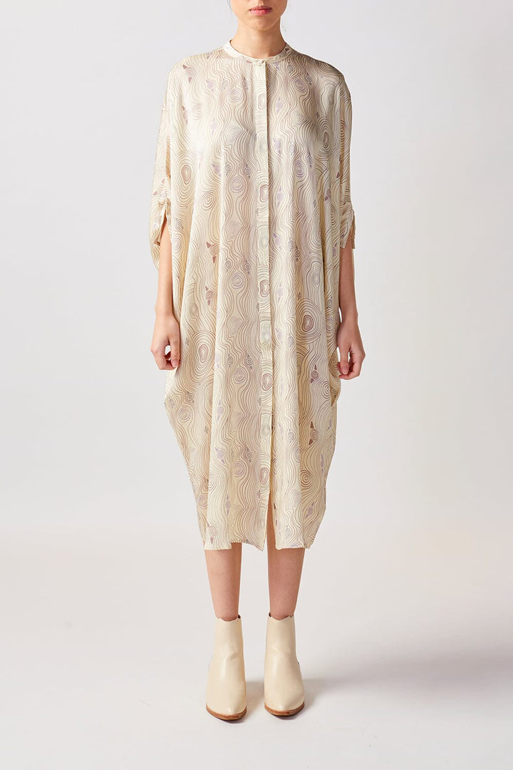 Murrandi Cream Button Silk Kaftan