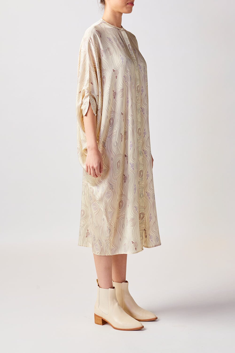 Murrandi Cream Button Silk Kaftan