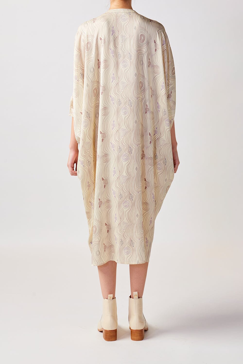 Murrandi Cream Button Silk Kaftan