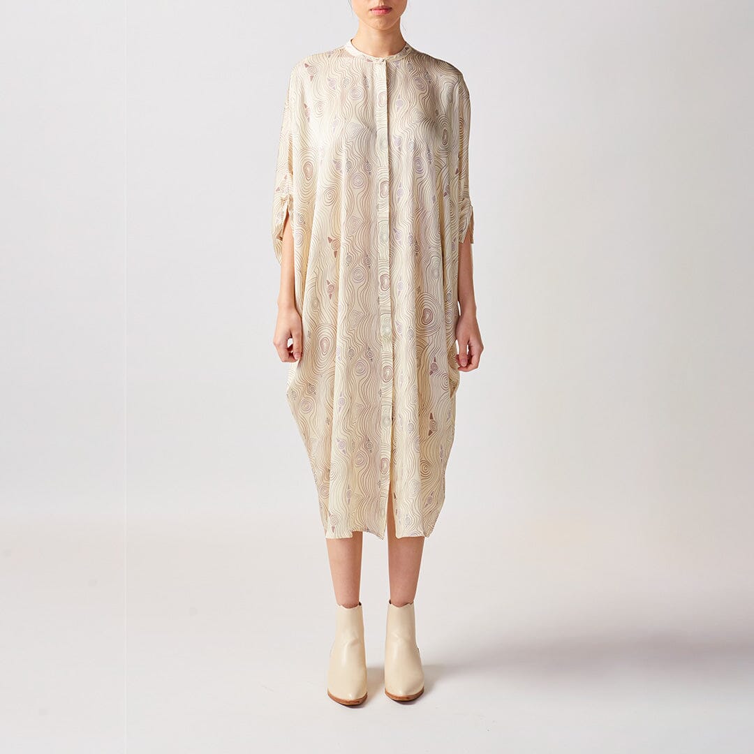 Murrandi Cream Button Silk Kaftan