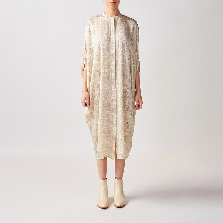 Murrandi Cream Button Silk Kaftan