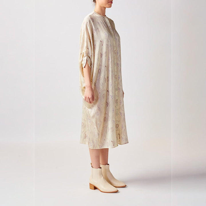 Murrandi Cream Button Silk Kaftan