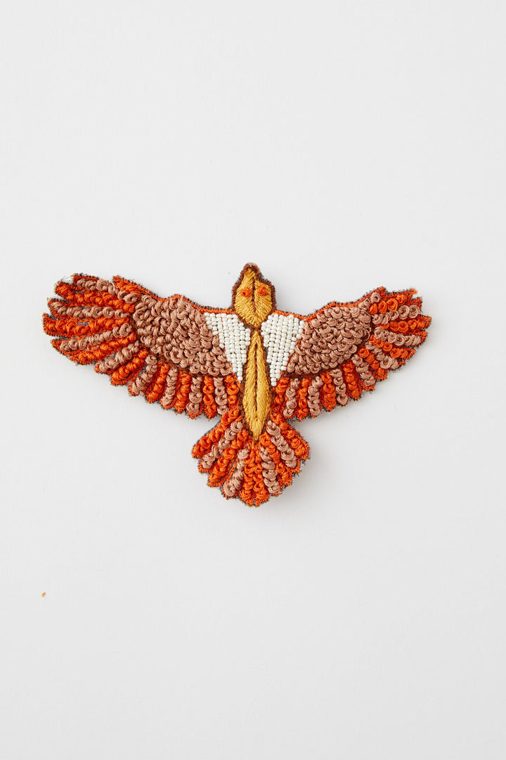 Embroidered Ochre Waa Brooch