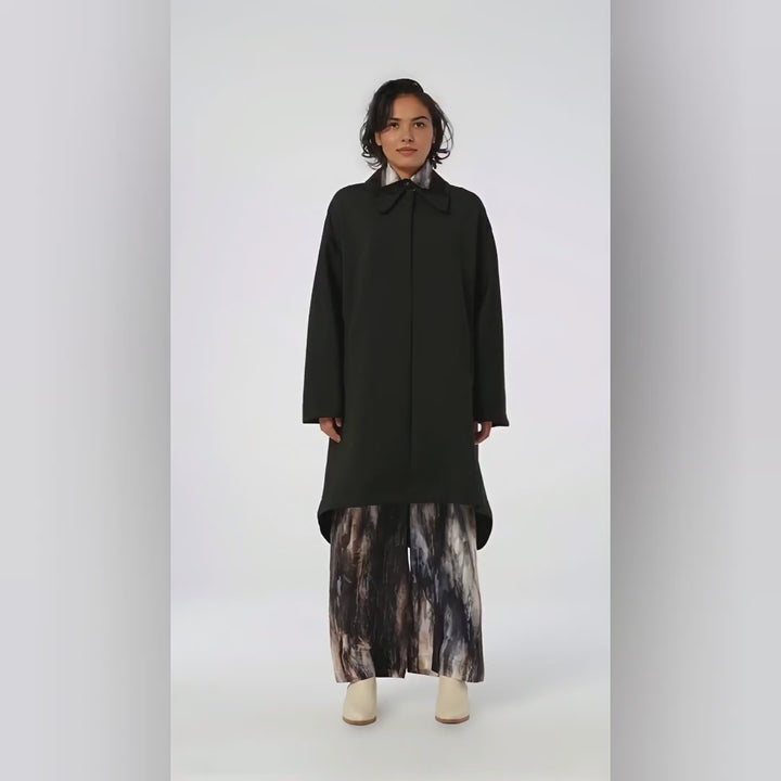 Black Bark Embroidered Scuba Coat