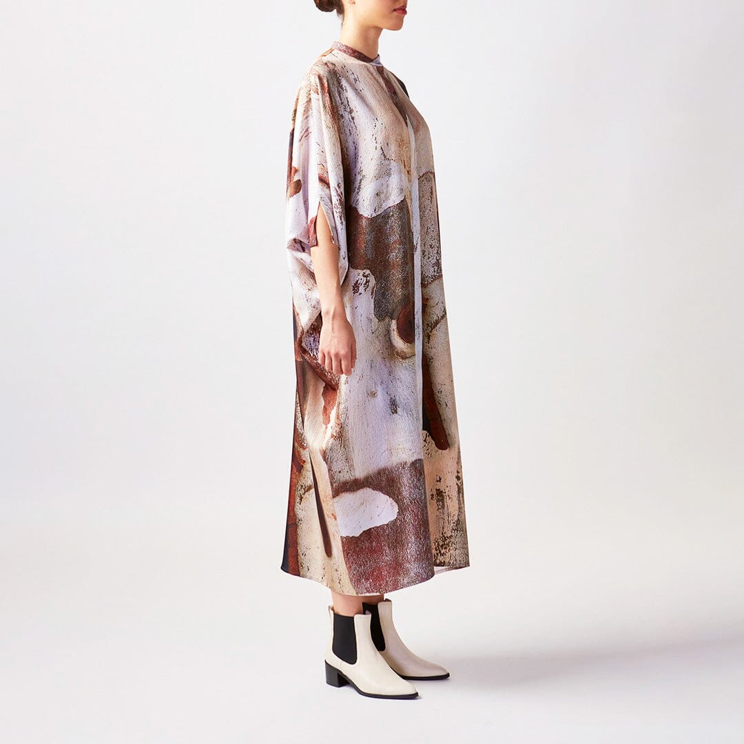 Shadow Bark Silk Button Kaftan