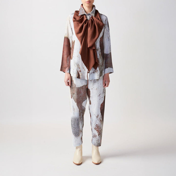 Drawstring Silk Top/Scarf/Skirt Brown