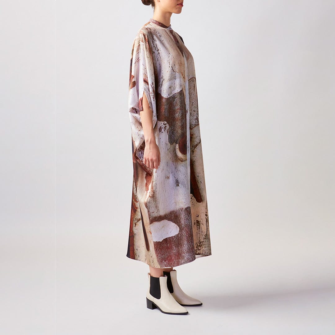 Shadow Bark Silk Button Kaftan